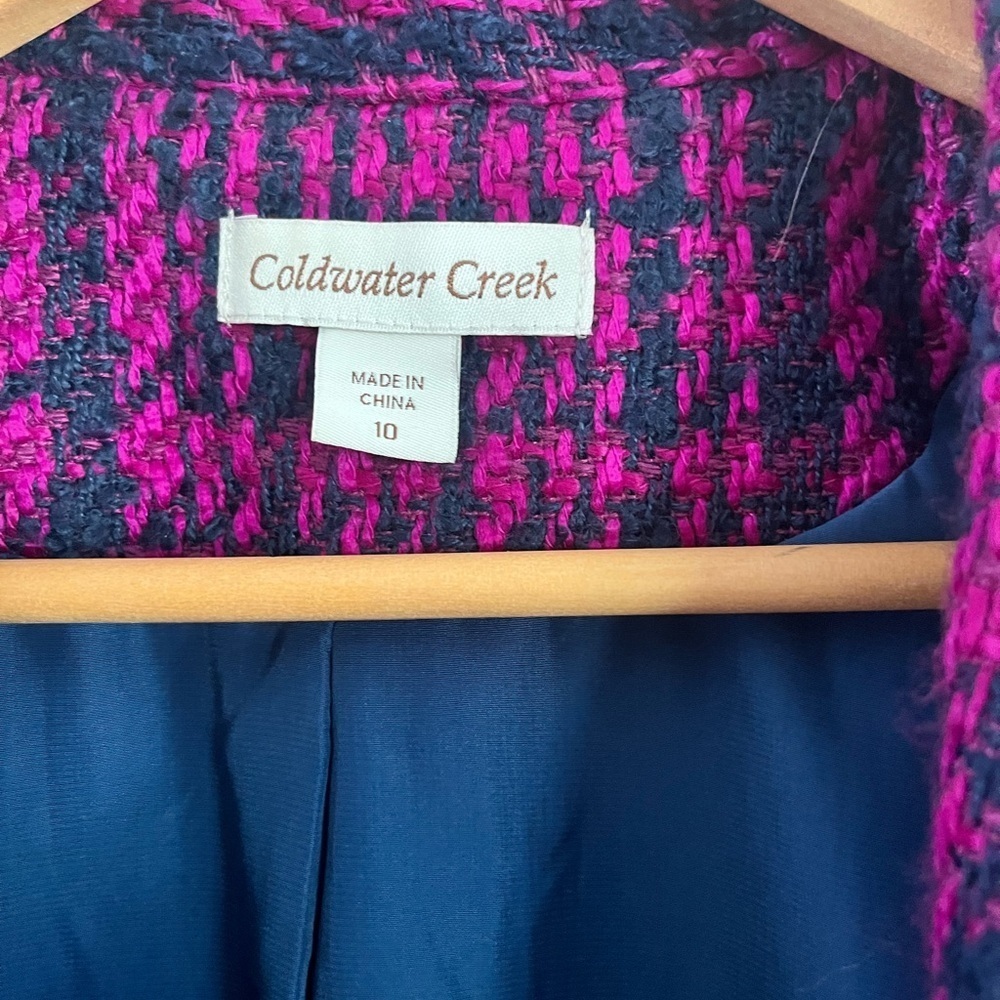Women’s Pink and Black Tweed Jacket coldwater creek size 10 - Picture 3 of 5